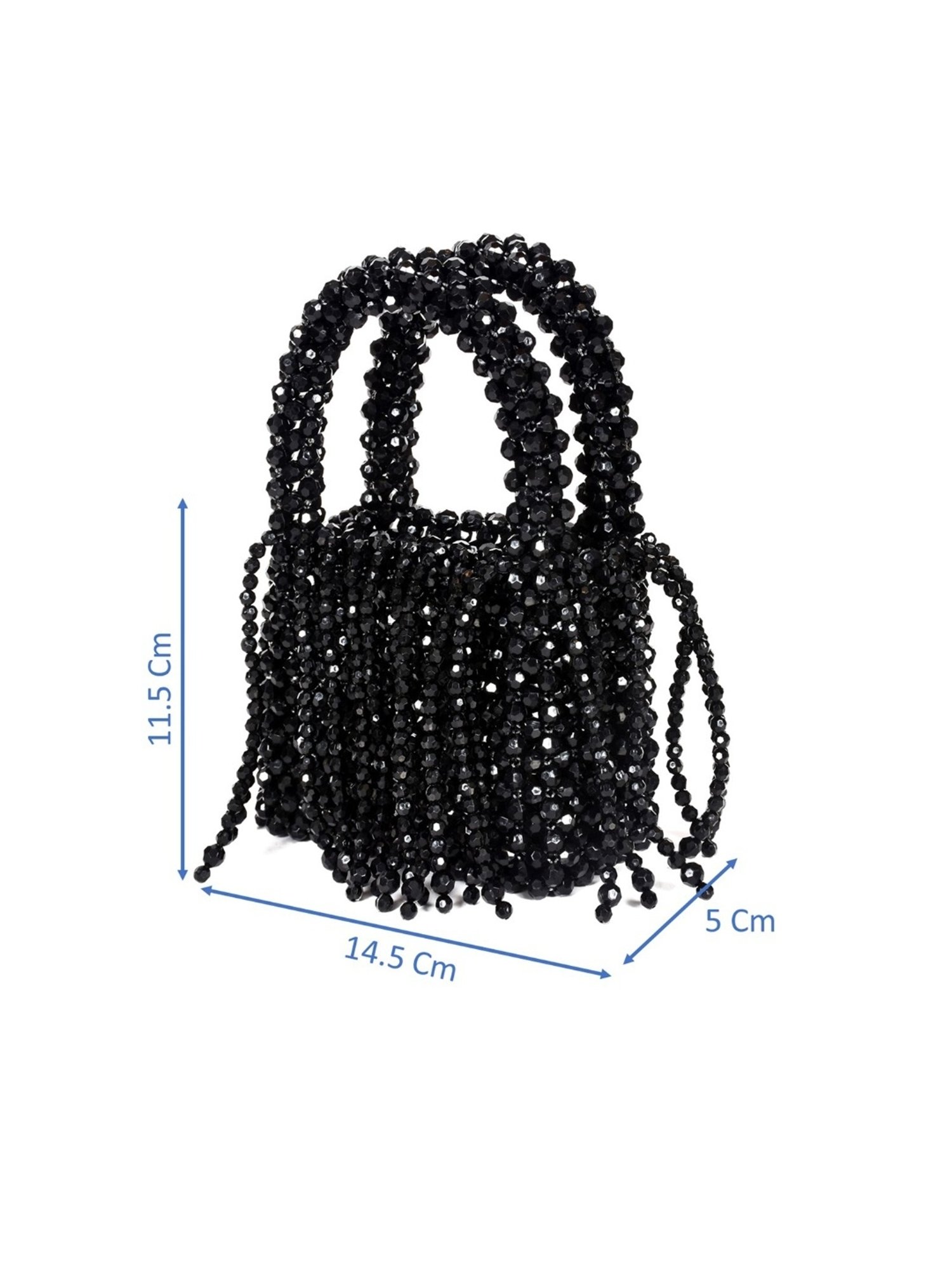 SASSORA RIM Black Leather Embellished small Handbag