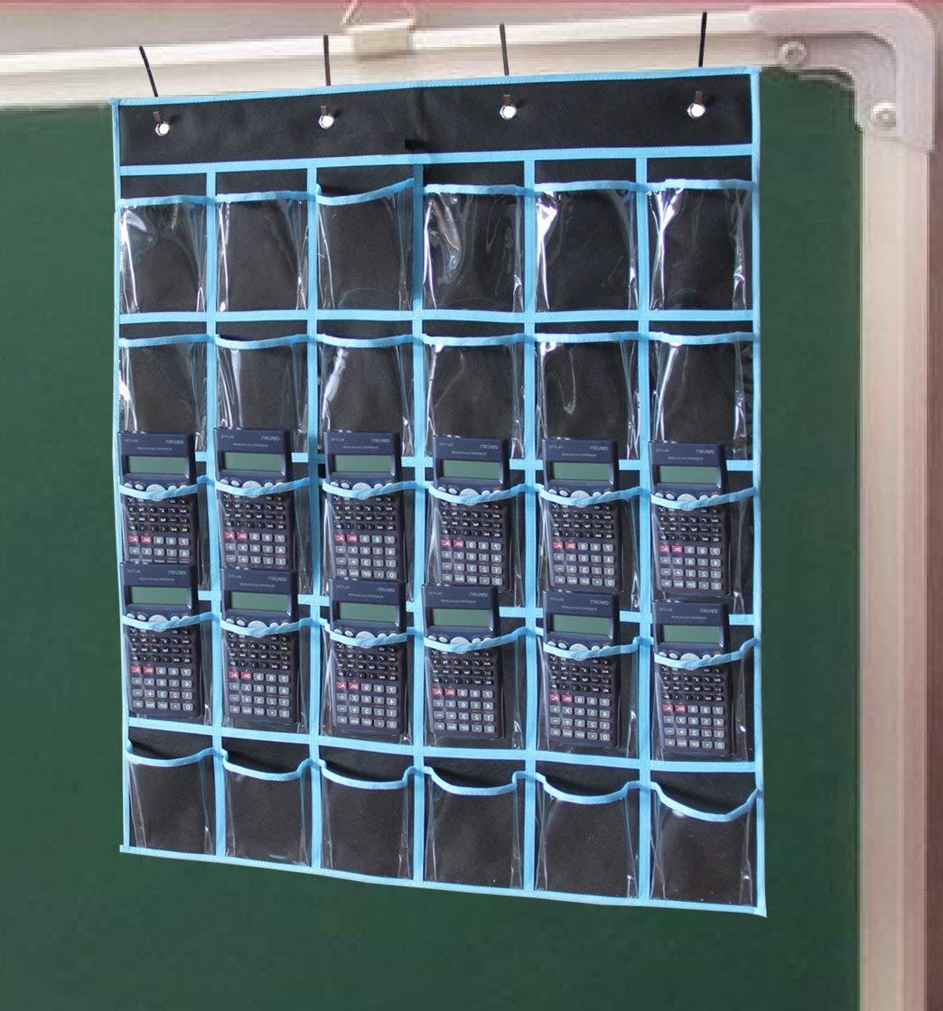 MISSLO Classroom Pocket Chart For Cell Phones Calculators, 30 Clear Pockets