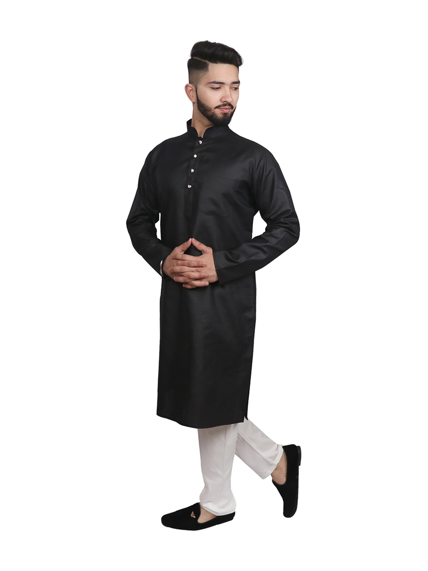 SG LEMAN Black Full Sleeves Solid Kurta Set