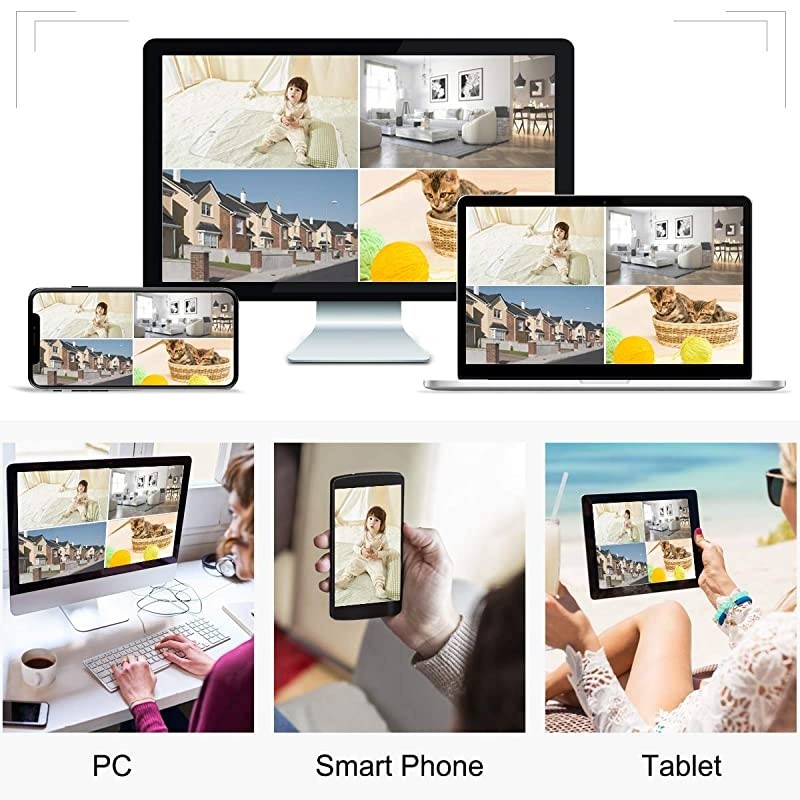 8CH Home Security Camera System 5MP HD TVI AHD DVR Video Recorder with 1TB Hard Drive 8pcs 1920TVL Outdoor Indoor CCTV Surveillance Bullet Cameras IR Night Vision Easy Remote Access Motion Alert