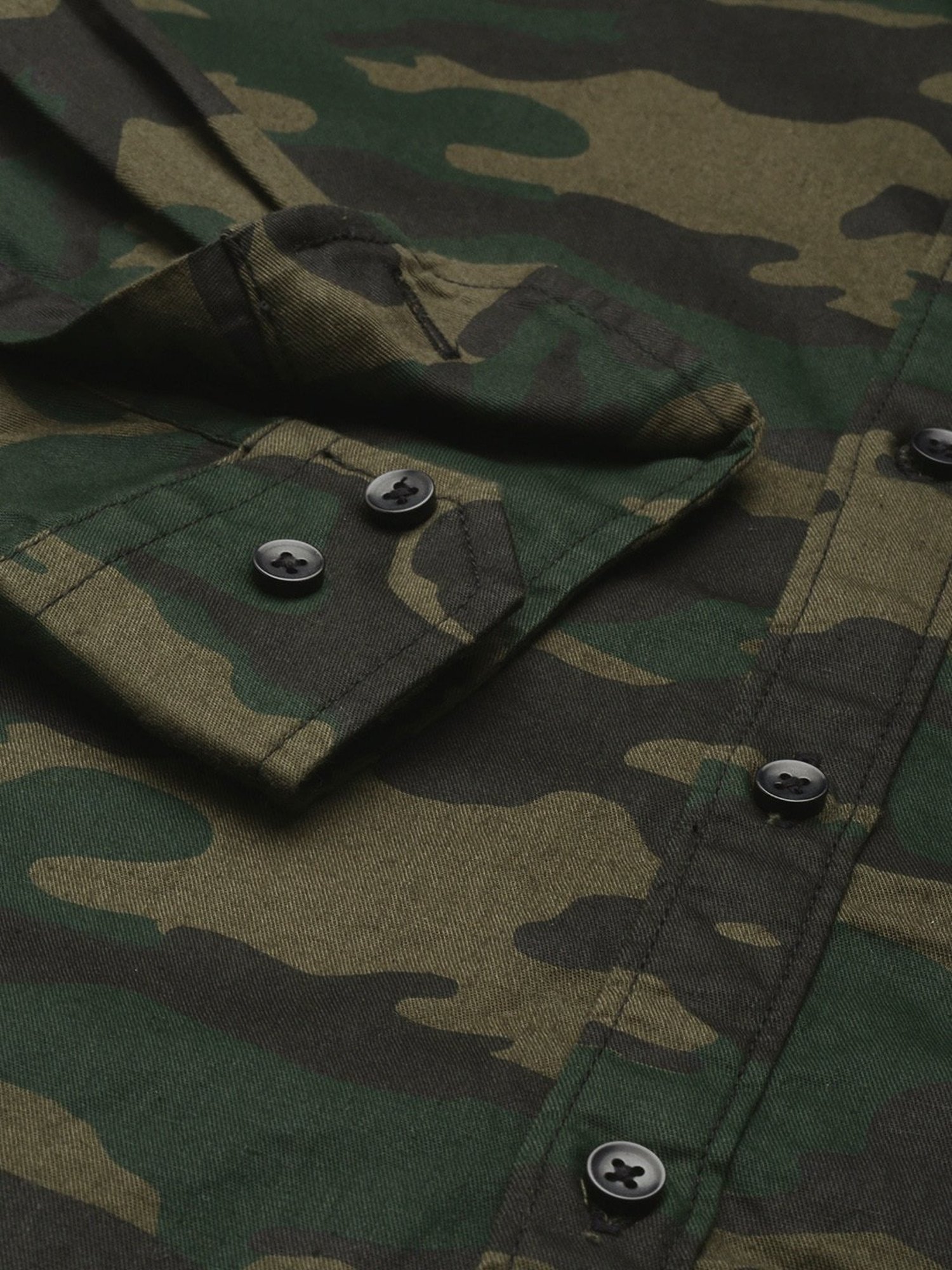 IVOC Olive Slim Fit Camouflage Shirt