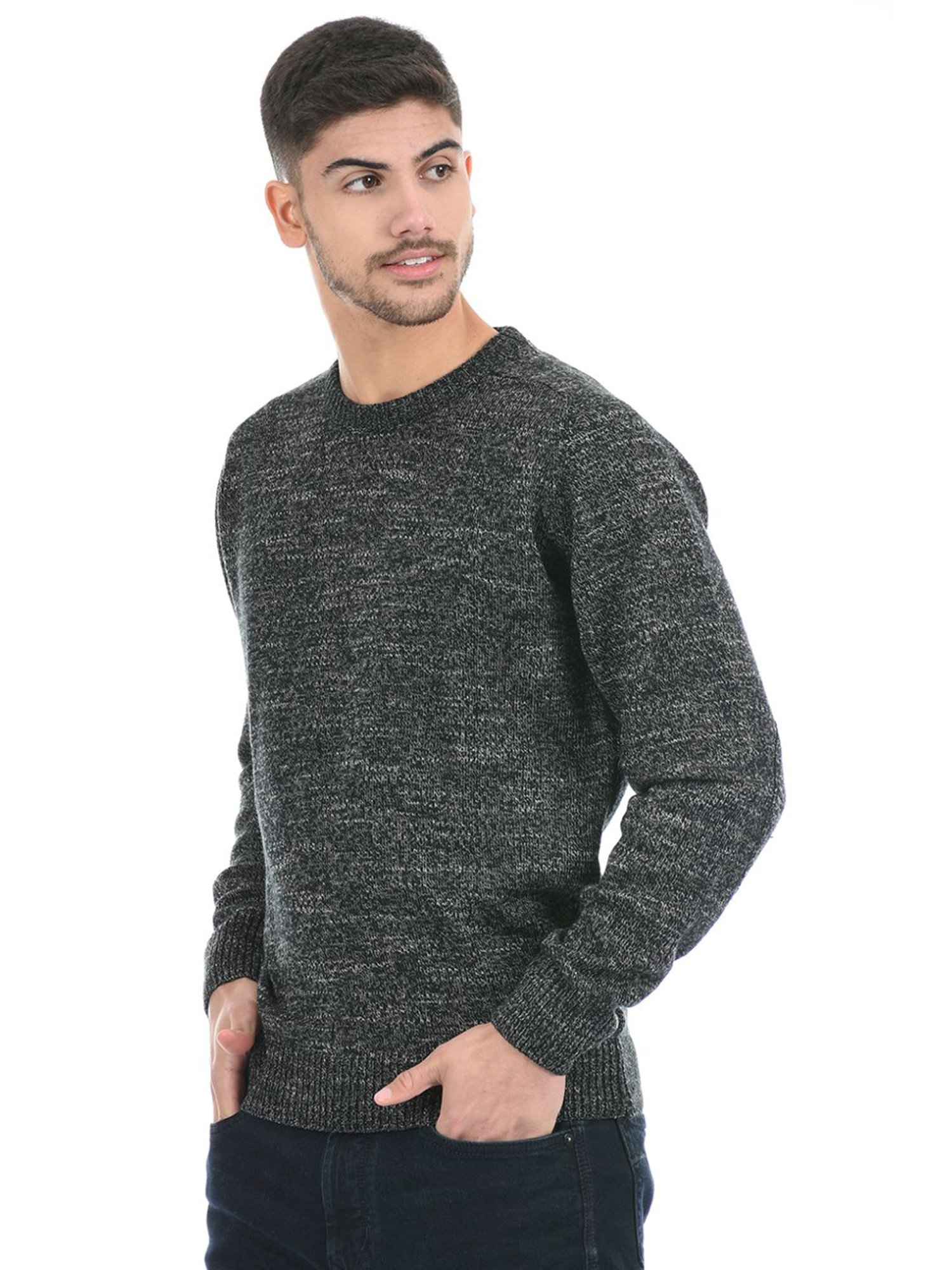 London Fog Grey Regular Fit Heathered Sweater