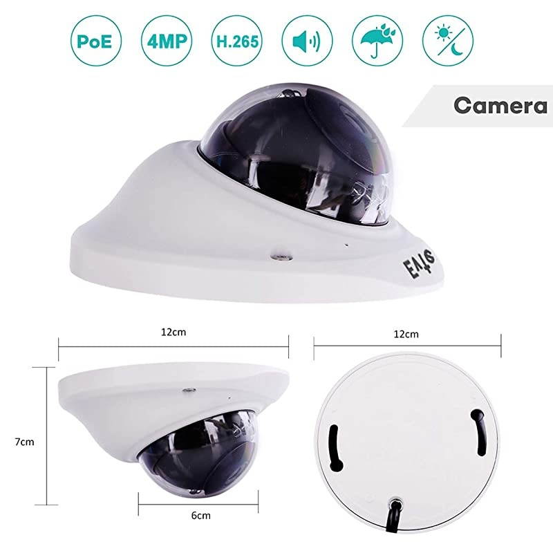 Security IP Camera, 2MP 1080P POE(Power Over Ethernet) IP Camera, Home Surveillance Metal Dome Indoor Outdoor Network CCTV Cameras,P2P Cloud, Motion Detection, 24 IR LEDs 20M Night Vision