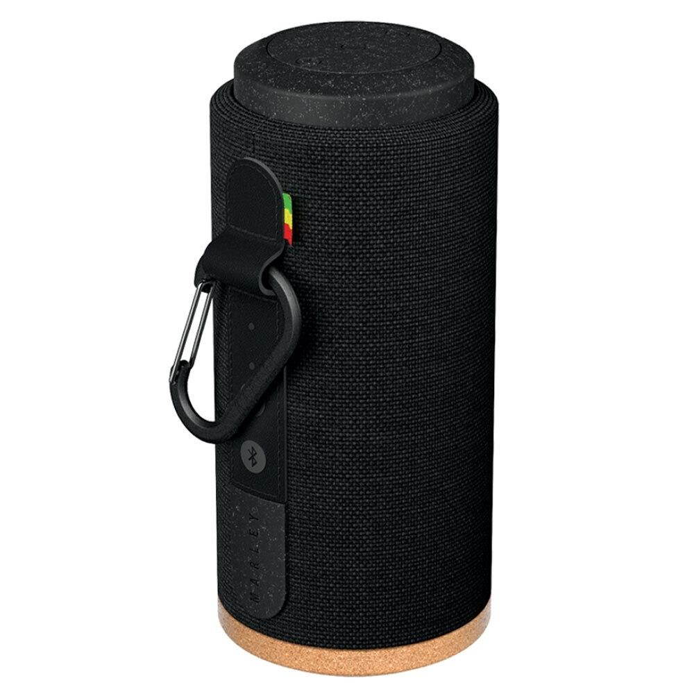 house of marley, no bounds sport, outdoor speaker | 12hour battery life, water & dustproof ip67 | buoyant, quick charge, wireless dual speaker pairing, auxin, carabiner clip for travel | black