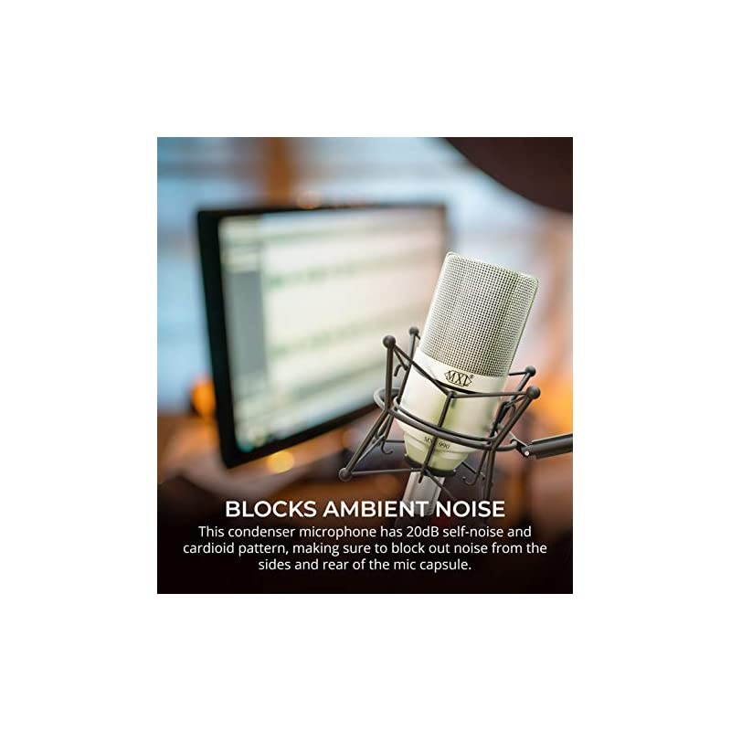 MXL 990 Cardioid Condenser Microphone for Podcasts, Voiceovers, Vocal and Acoustic Instrument Recording Bundle with  10-FT Balanced XLR Cable, and Pop Filter Windscreen