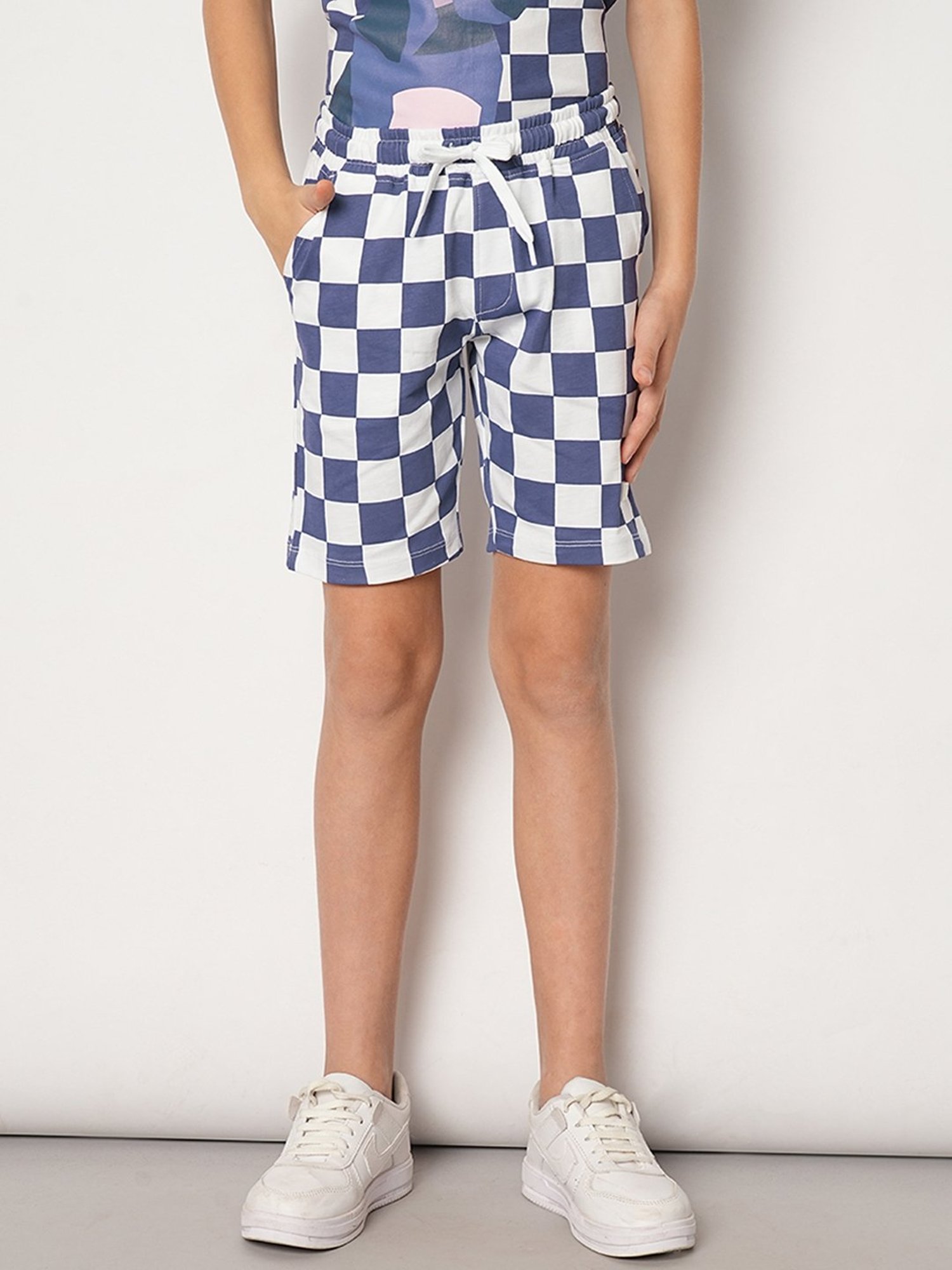 Jack & Jones Junior Purple & White Checks Shorts