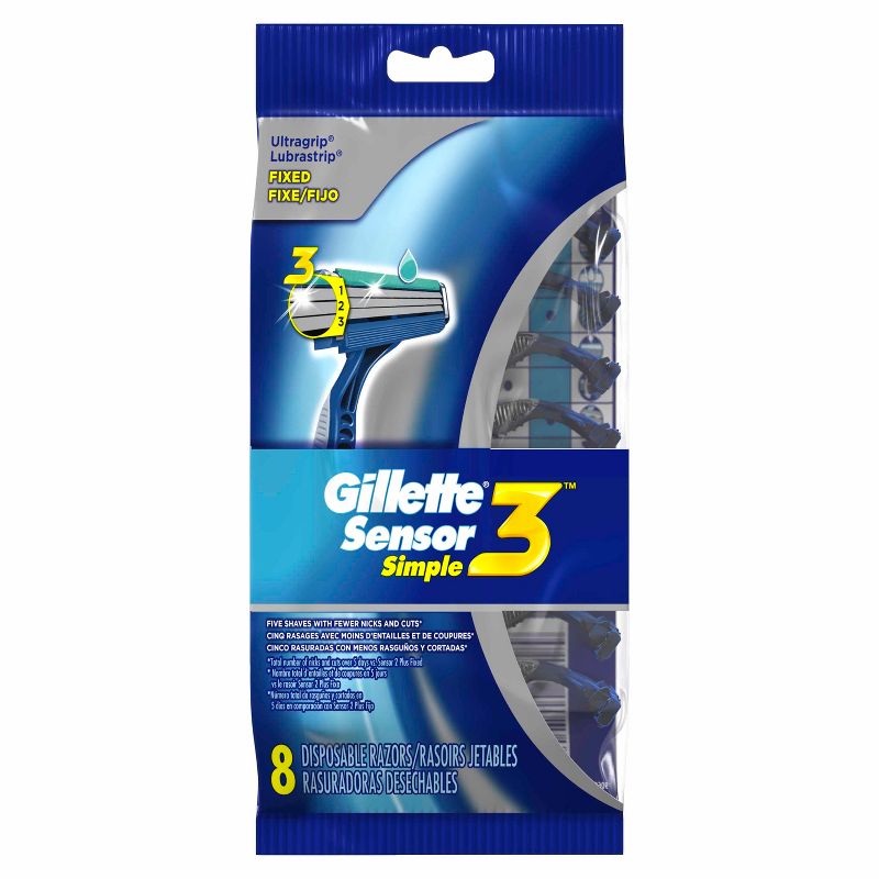 Gillette Sensor3 Men's Disposable Razors - 8ct
