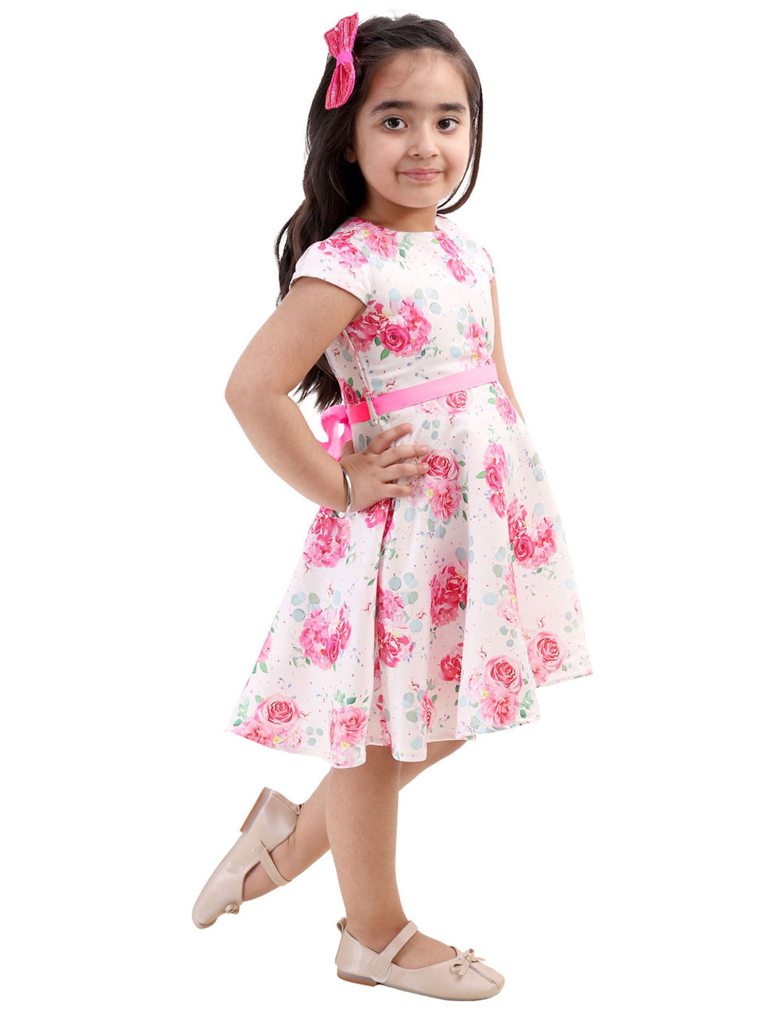 KidsDew Kids White Floral Print Dress