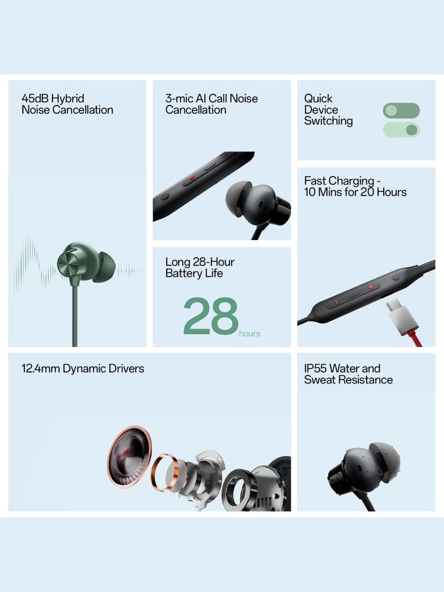 OnePlus Bullets in-Ear BT Neckband with 28 Hrs Battery & ANC (Black)