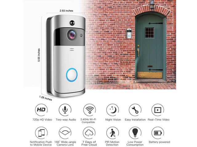 Video Doorbell Wi-Fi &middot; 720p HD &middot; Two-way Audio With Camera For Home Security Monitor Video Doorbell wifi Camera