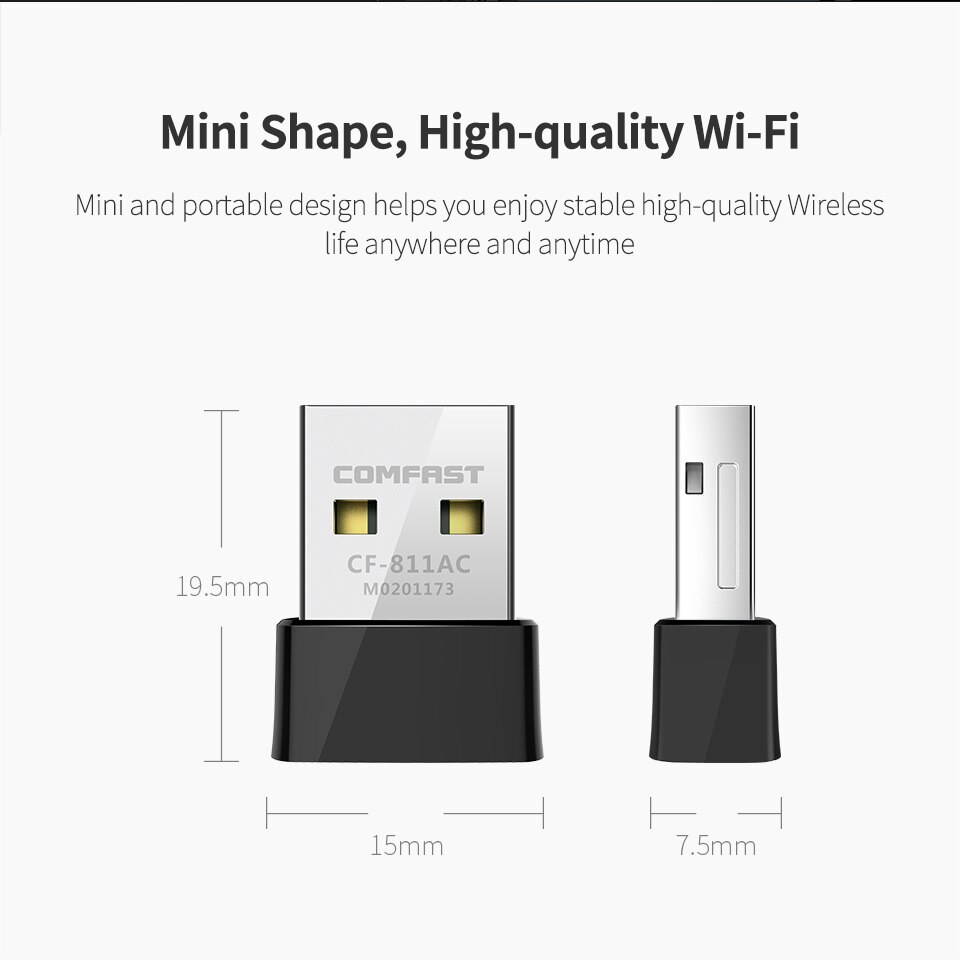 1 pcs Wireless USB WiFi Adapter 650Mbps Wi fi Antenna PC Network Card 2.4+5.8Ghz Dual Band Usb Lan Ethernet Receiver 802.11AC Emitter