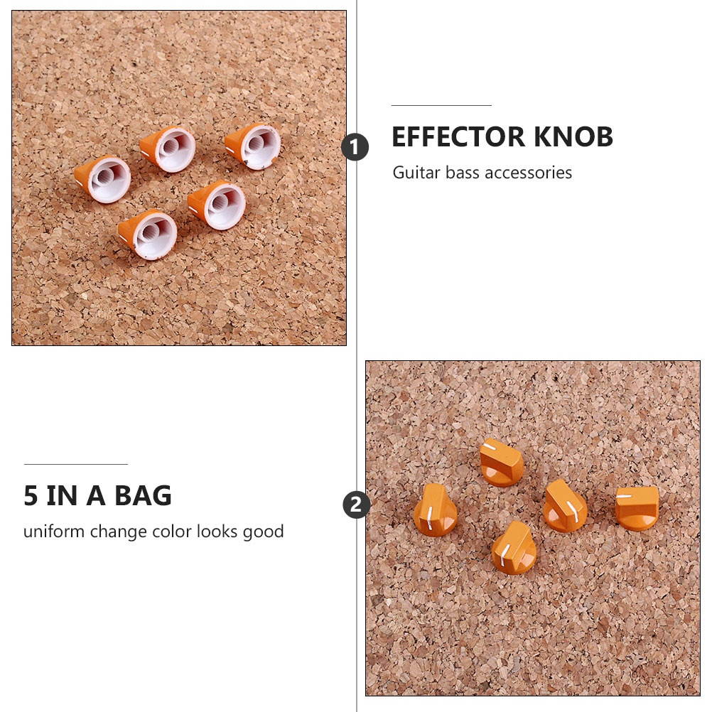 5 Pcs Plastic Flat Guitar Bass Knob Amp Amplifier Effect Pedal Knobs Guitar Accessories Parts (Orange)