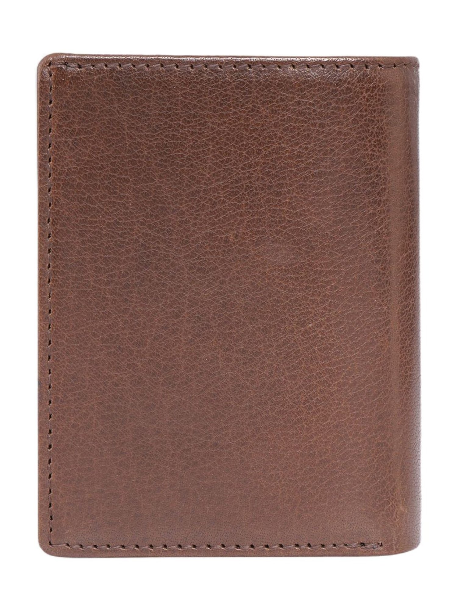 Carlton London Brown Leather Small Wallet Card Holder for Men