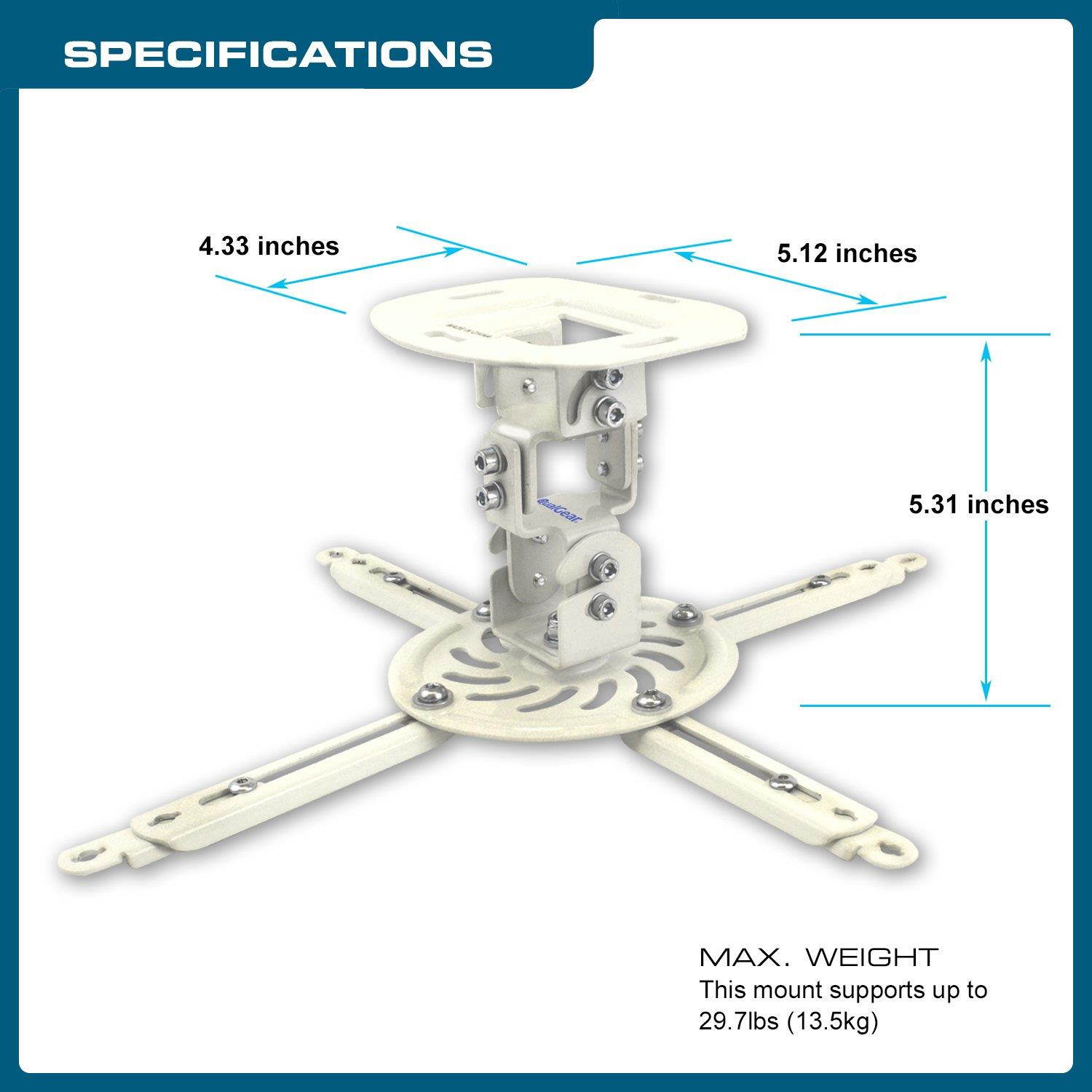 QualGear QG-PM-002-WHT-S Projector Ceiling Mount Accessory