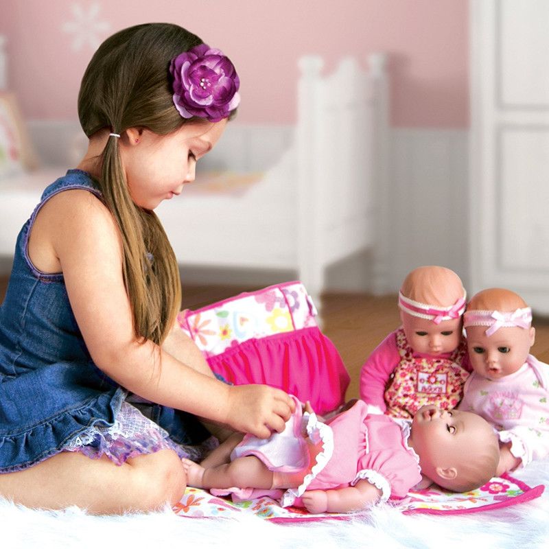 Adora Playtime Baby Flower Pink 13 inch Baby Doll with Floral Overalls, Bow Headband and Bottle