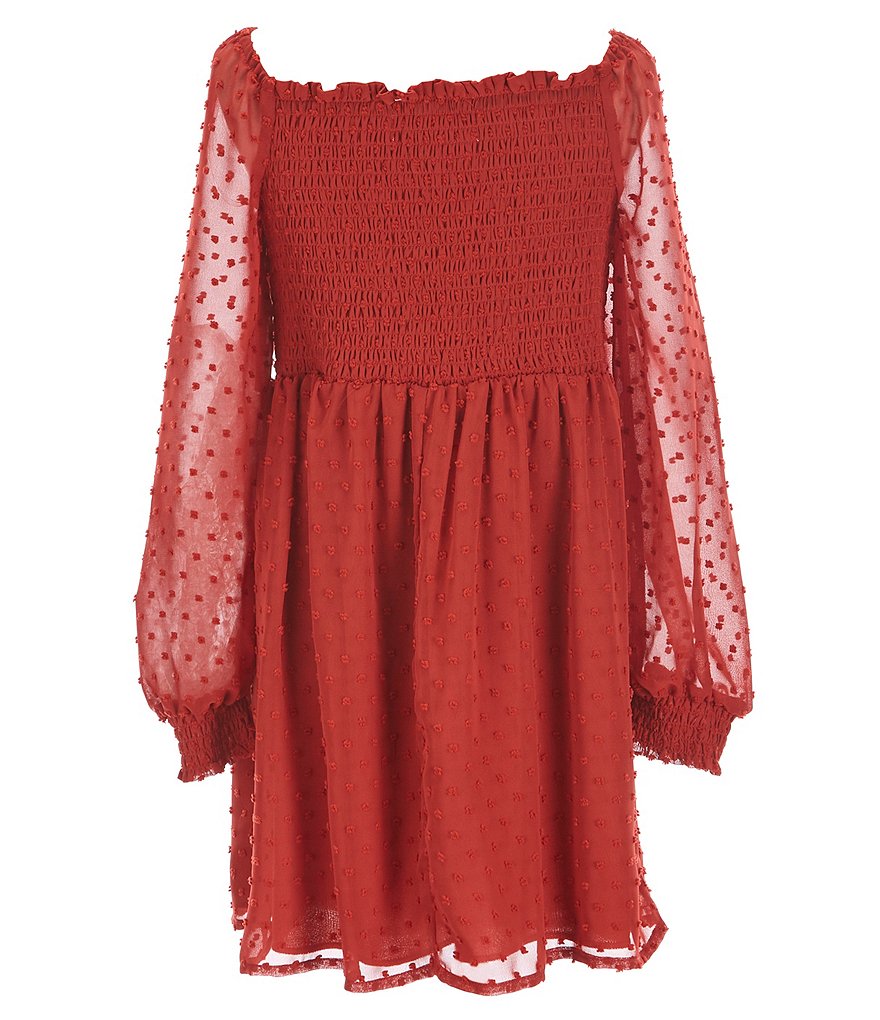 Poppies and Roses Big Girls 7-14 Clip-Dot Smocked Dress