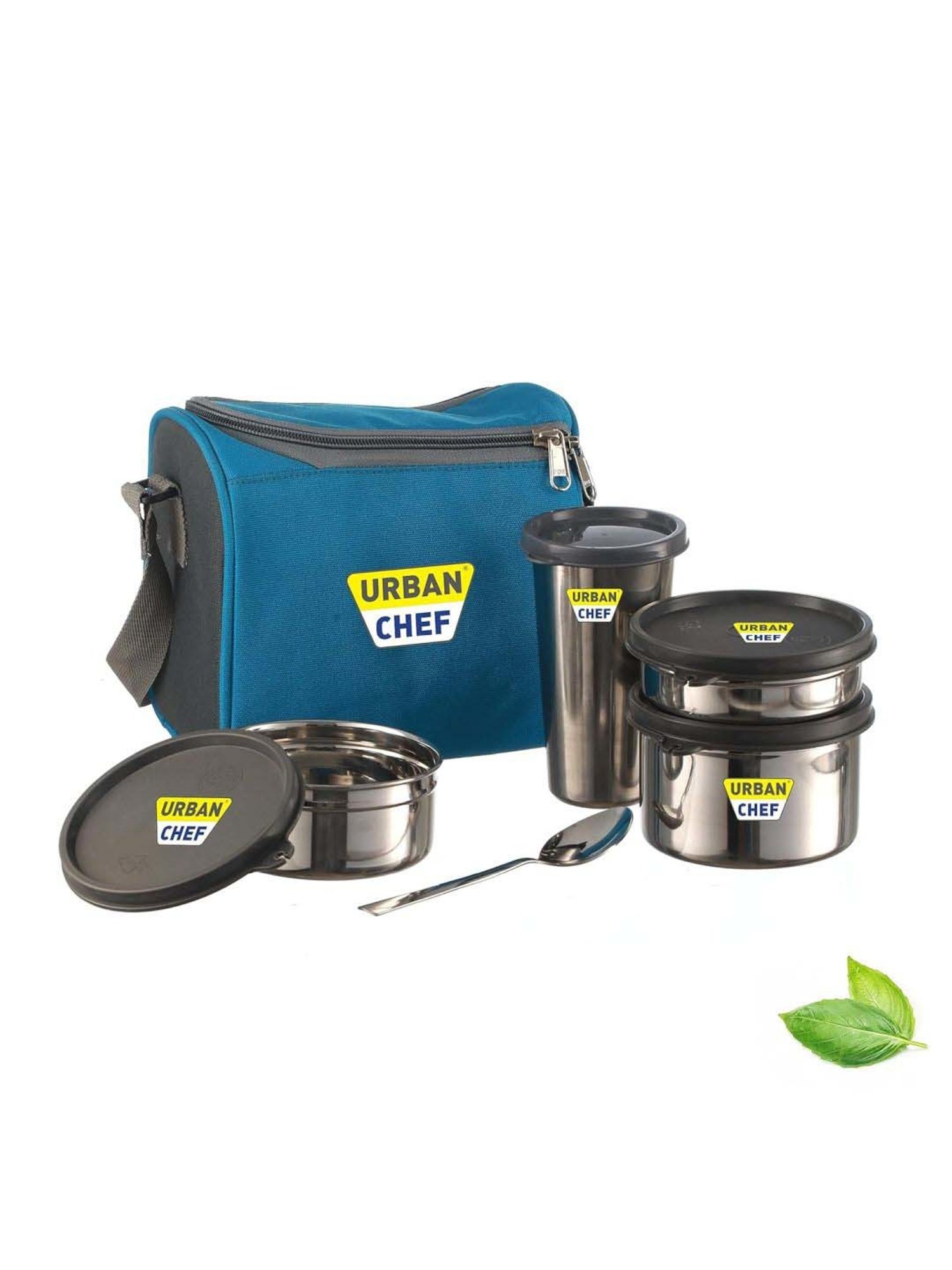 Urban Chef Grey Stainless Steel Complete Full Meal & Easy To Carry Lunch Box - Set of 3