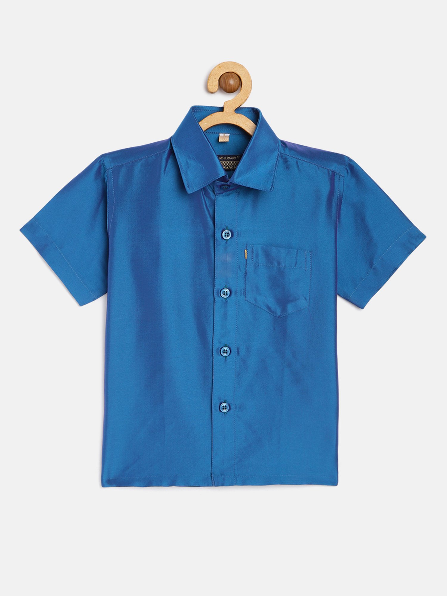 THANGAMAGAN Kids Dark Blue Solid Lining Shirt