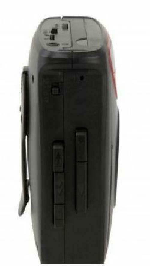 GPX AM FM Black and Red Cassette Player Recorder with Built In Mic and Earbuds