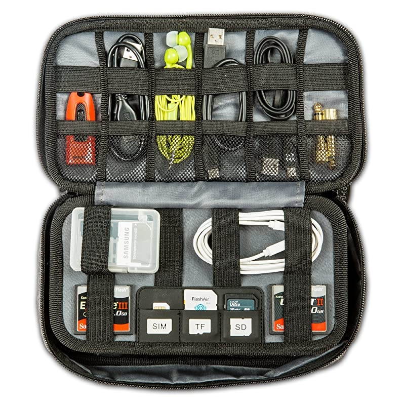 Organizer Travel Tech Case - Charge Cord, Slim Gadget, Charger Organizer Pouch Bag - Portable Cable Management Case