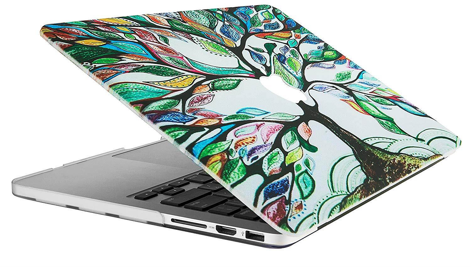KEC Laptop Case for MacBook Pro 13" (2018/2017/2016) w/ Keyboard Cover Plastic Hard Shell A1989/A1706/A1708 Touch Bar (Colorful Tree)
