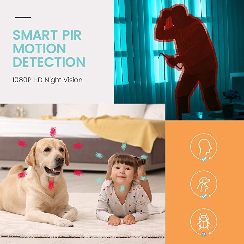 HMD2 Wireless Rechargeable Battery-Powered Security Camera, 1080P Video with 2-Way Audio, Night Vision, Waterproof Home Indoor/Outdoor WiFi Cameras with Cloud Service