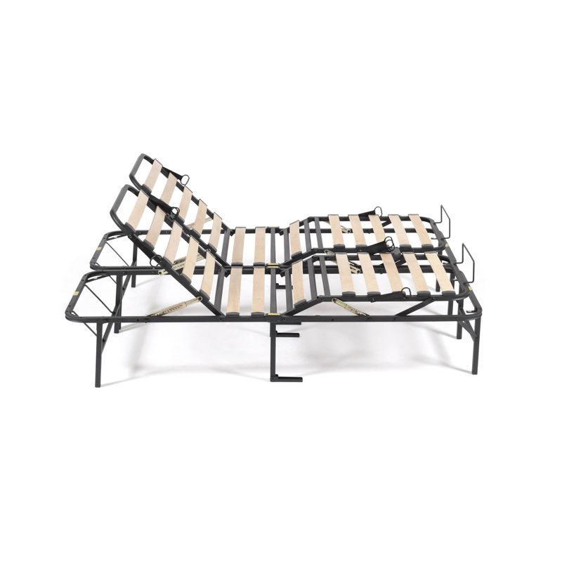 California King Wooden Slat Adjustable Head and Foot Bed Base Black - PragmaBed