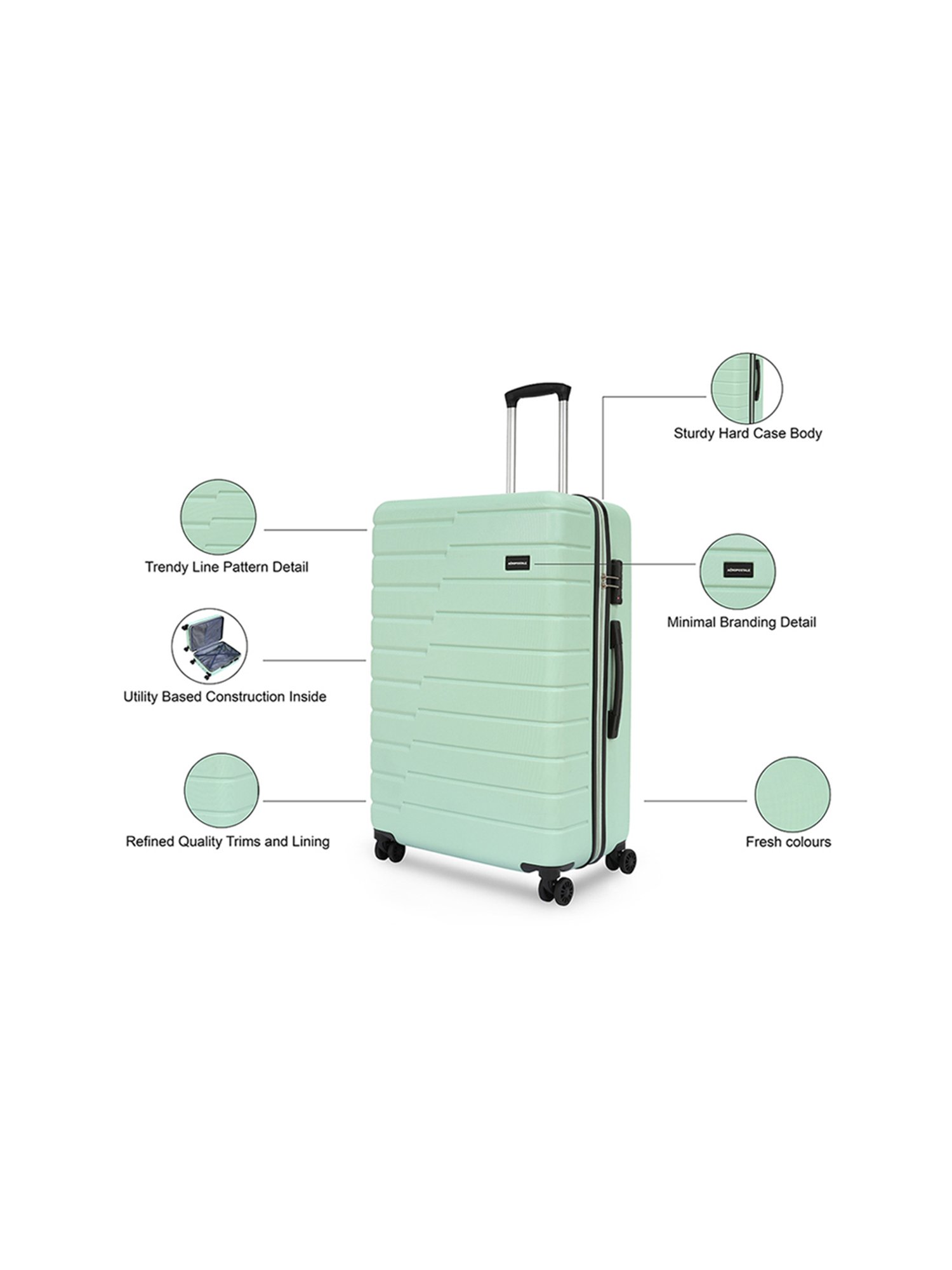 Aeropostale Stout Green Textured Hard Large Trolley Bag - 30 cm