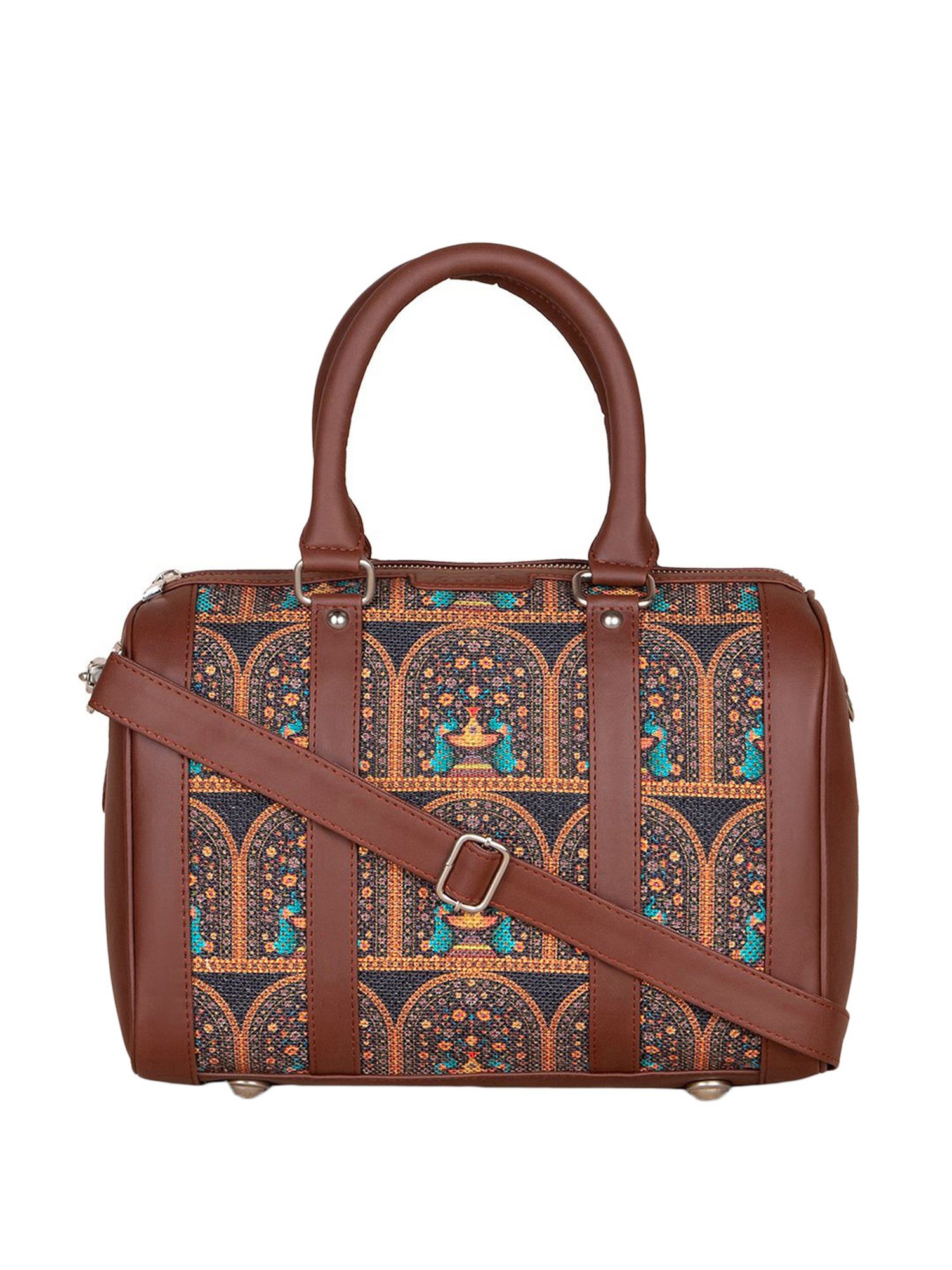 ZOUK Black Printed Medium Handbag