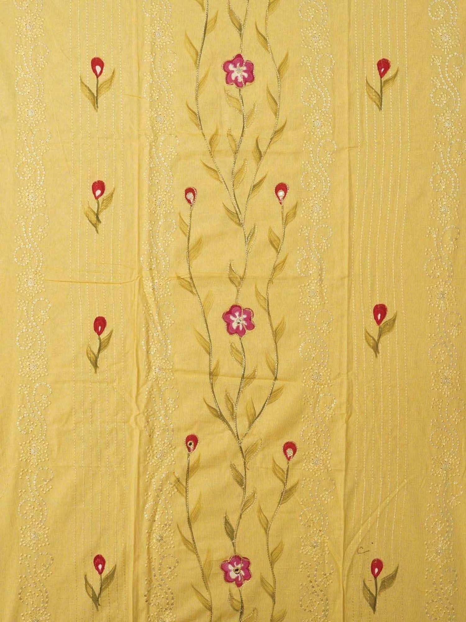 Jaipur Kurti Yellow Embroidered Unstitched Dress Material