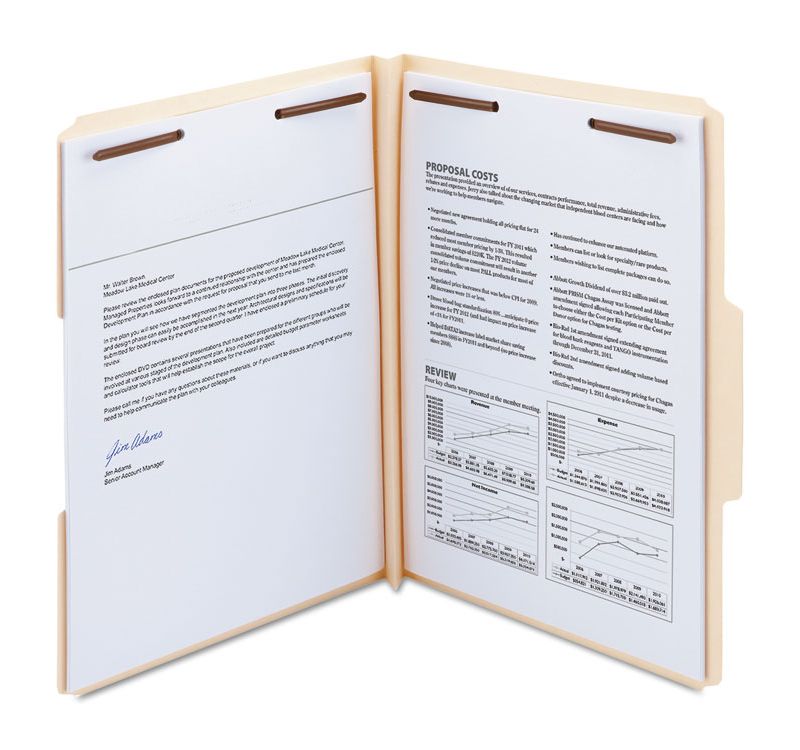 Smead 1 1/2 Inch Expansion Folder Two Fasteners 1/3 Top Tab Letter Manila 50/Box 14595