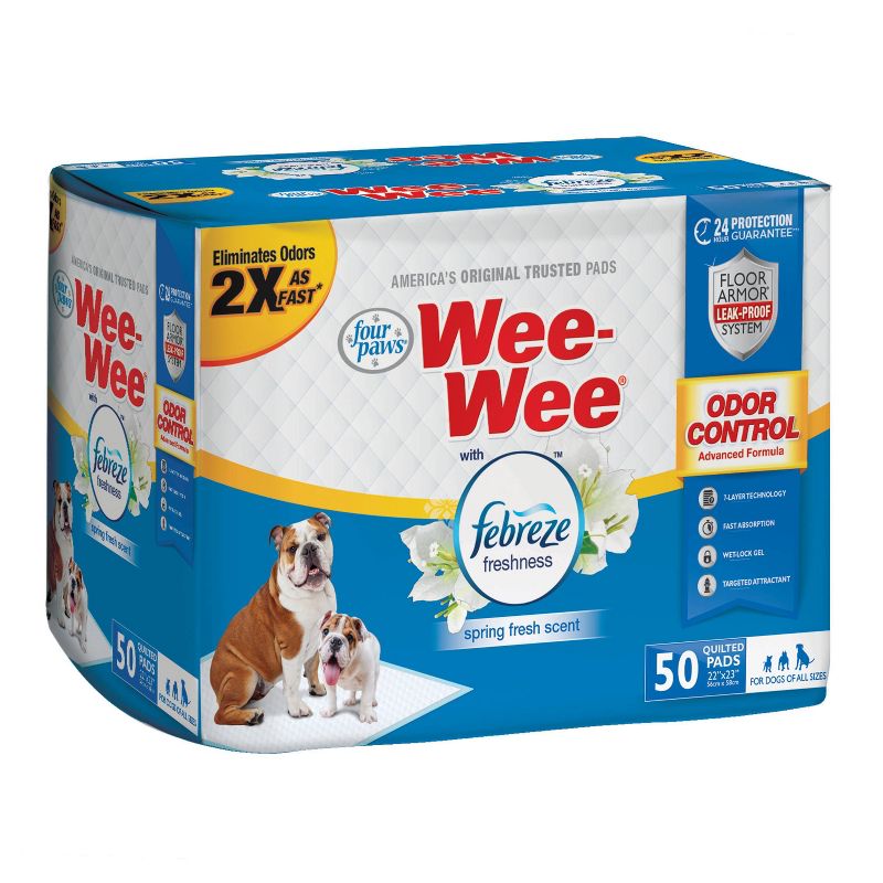 Four Paws Wee-Wee Odor Control with Febreze Freshness Dog Pads - 50ct