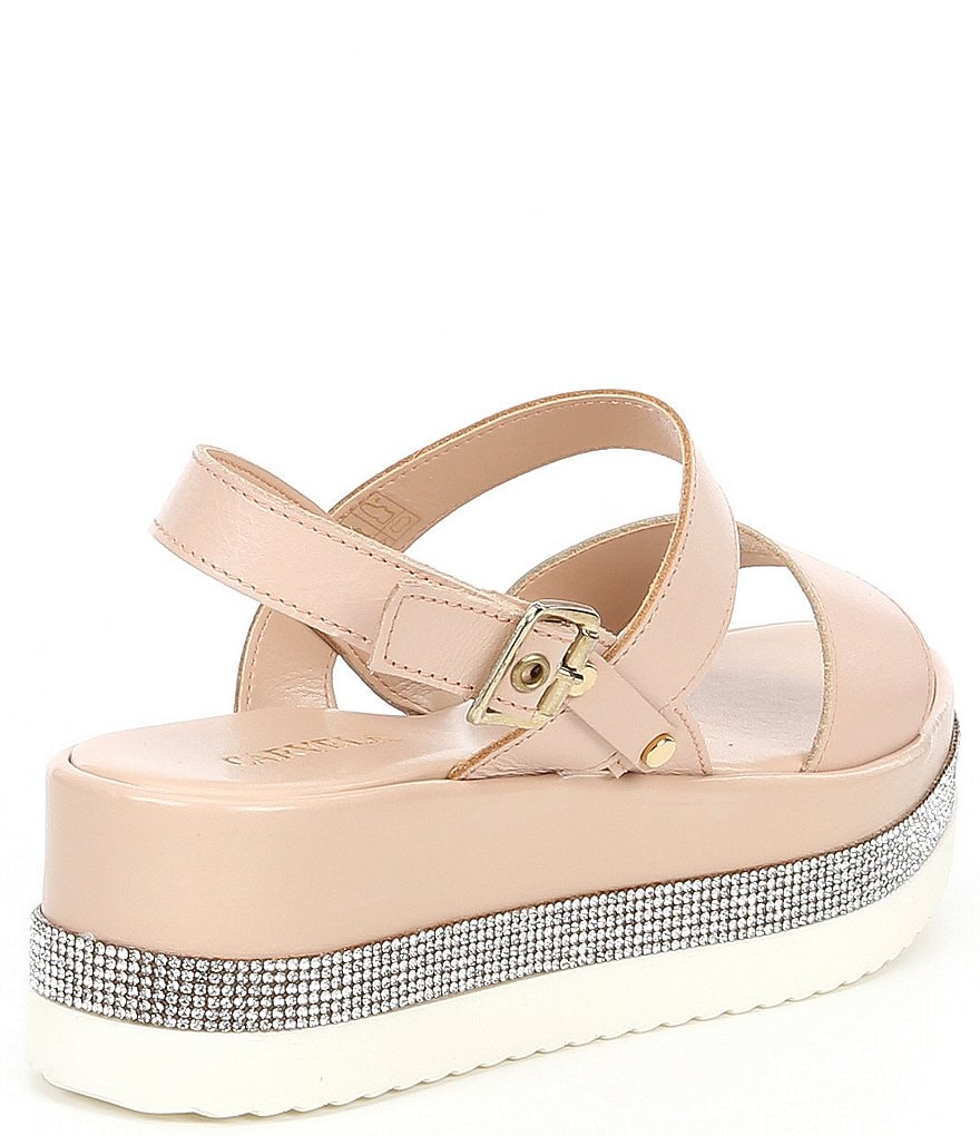 Carvela Krash Rhinestone Embellished Leather Platform Sandals