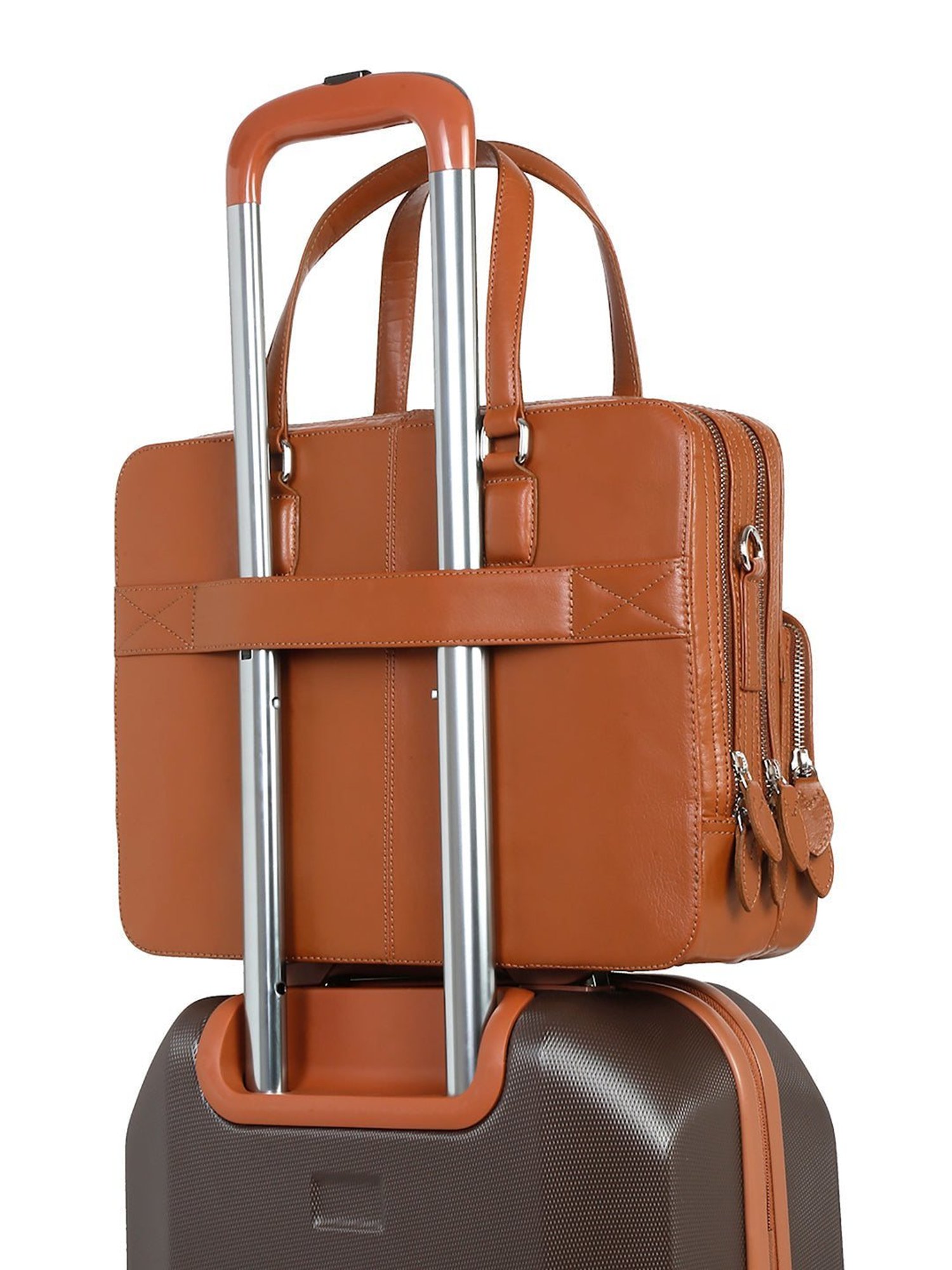 Louis Stitch Tan Leather Medium Multifunctional Executive Laptop Bag