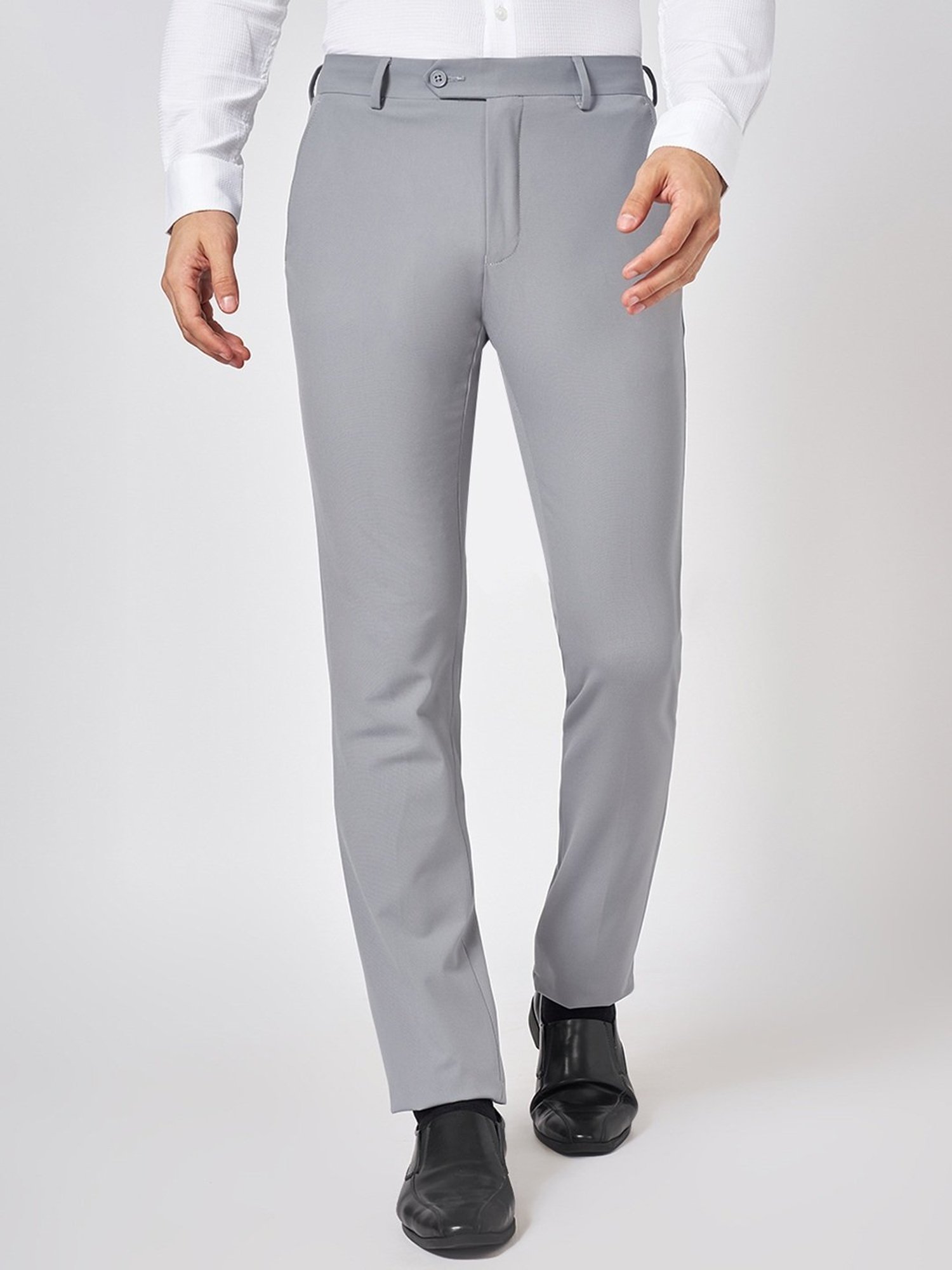 Peregrine By Pantaloons Grey Slim Fit Trousers