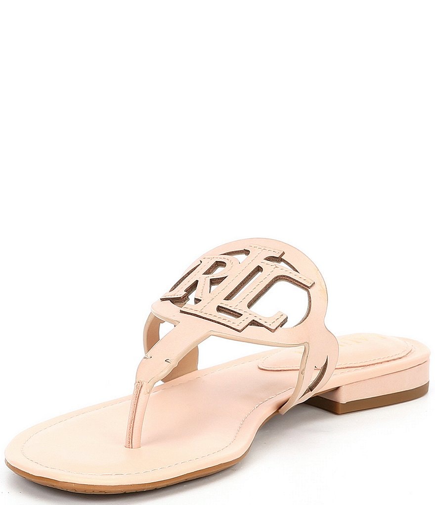 Lauren Ralph Lauren Audrie Leather Logo Thong Sandals