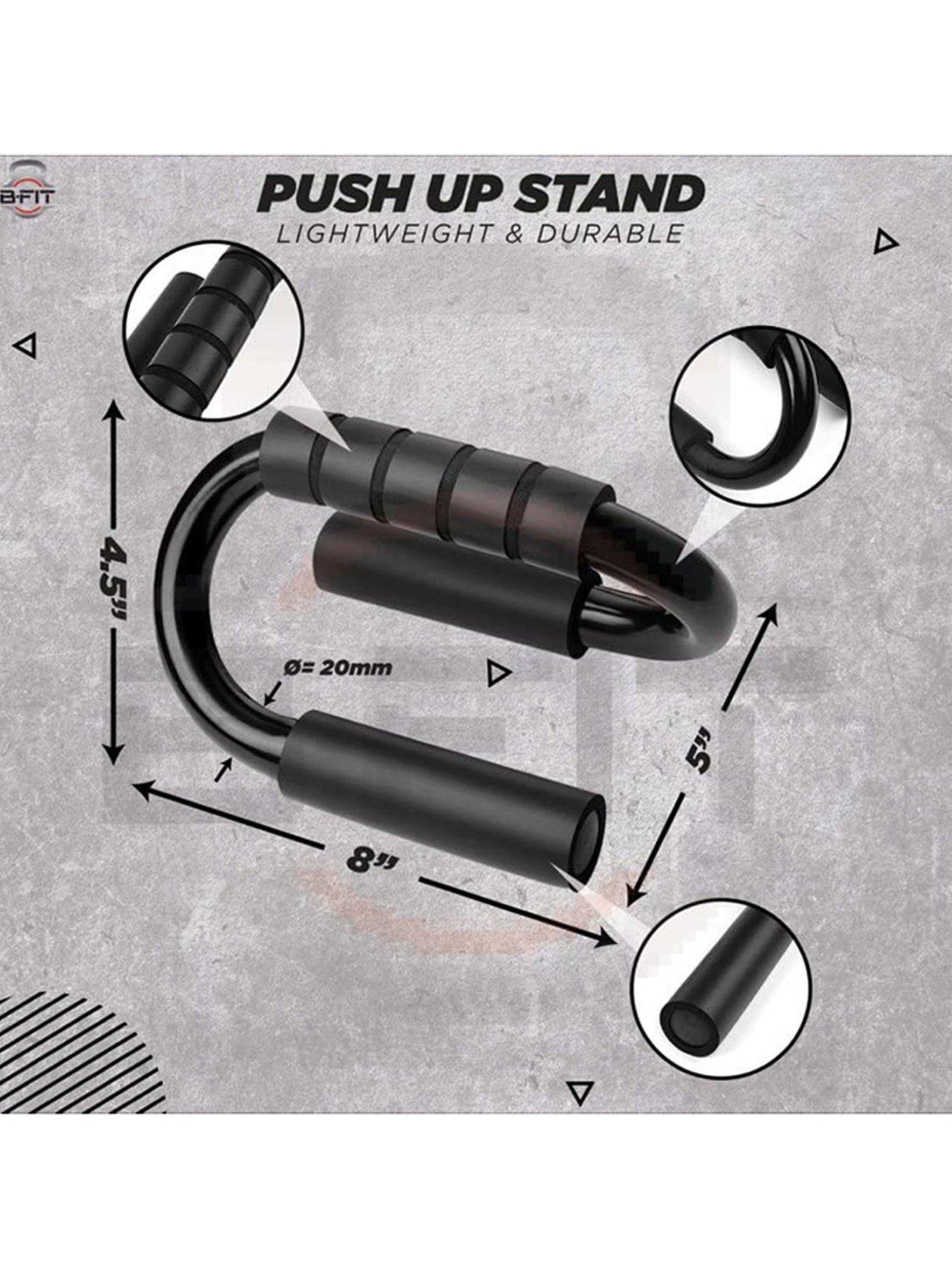 B Fit AB3429 Fitness Pushup Bars (Black)