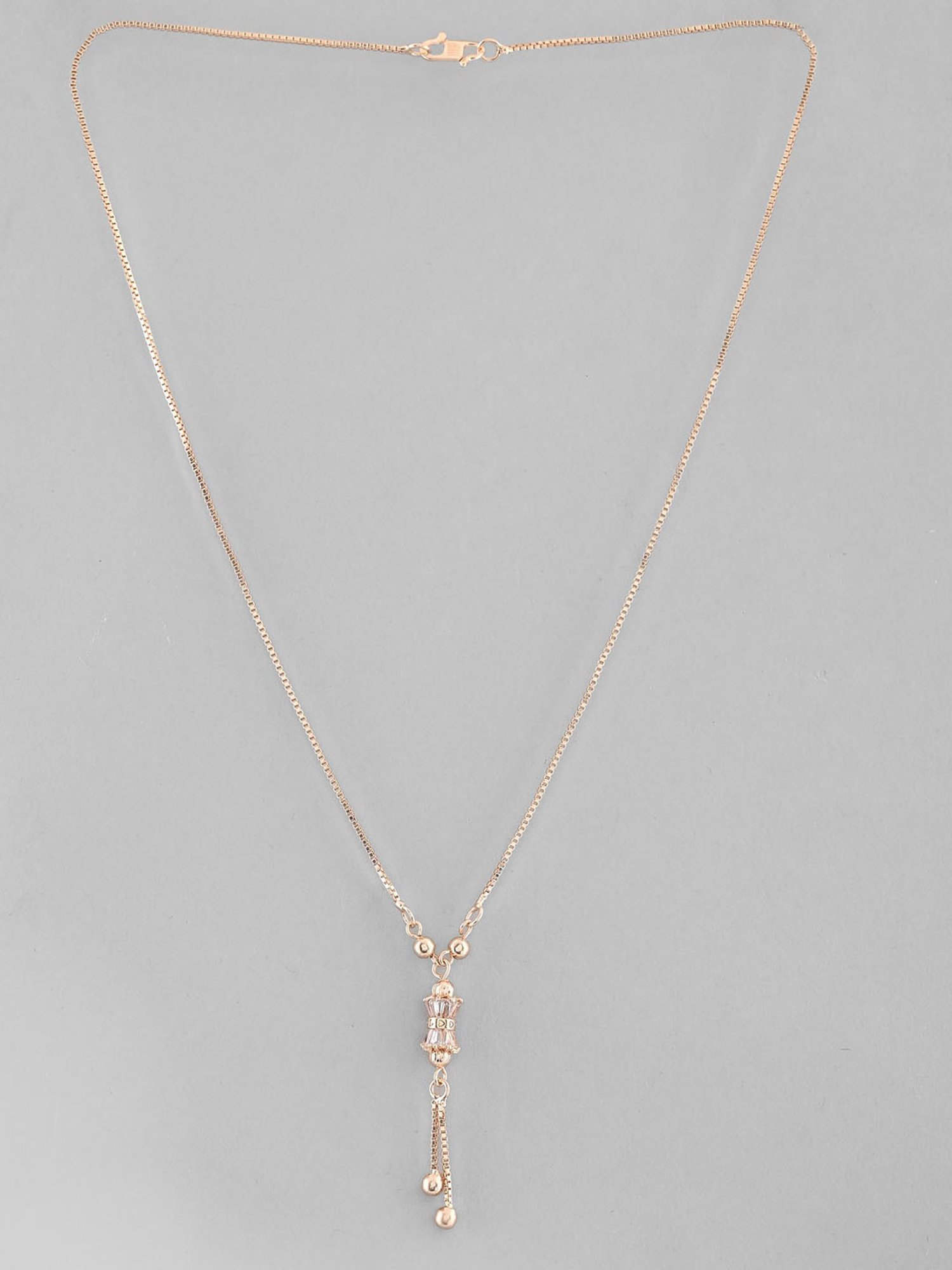 VOJ Rose Gold Plated Ad Stone Studded Chain