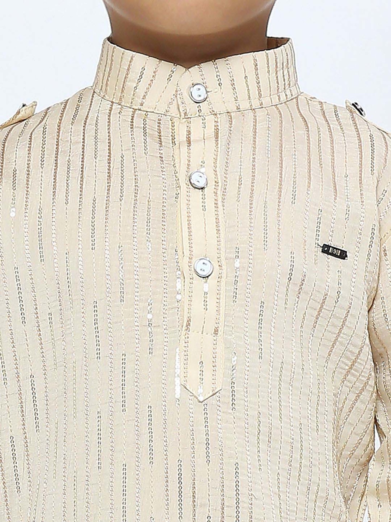 Kids Island Boys Tan Sequence Full Sleeves Kurta Set