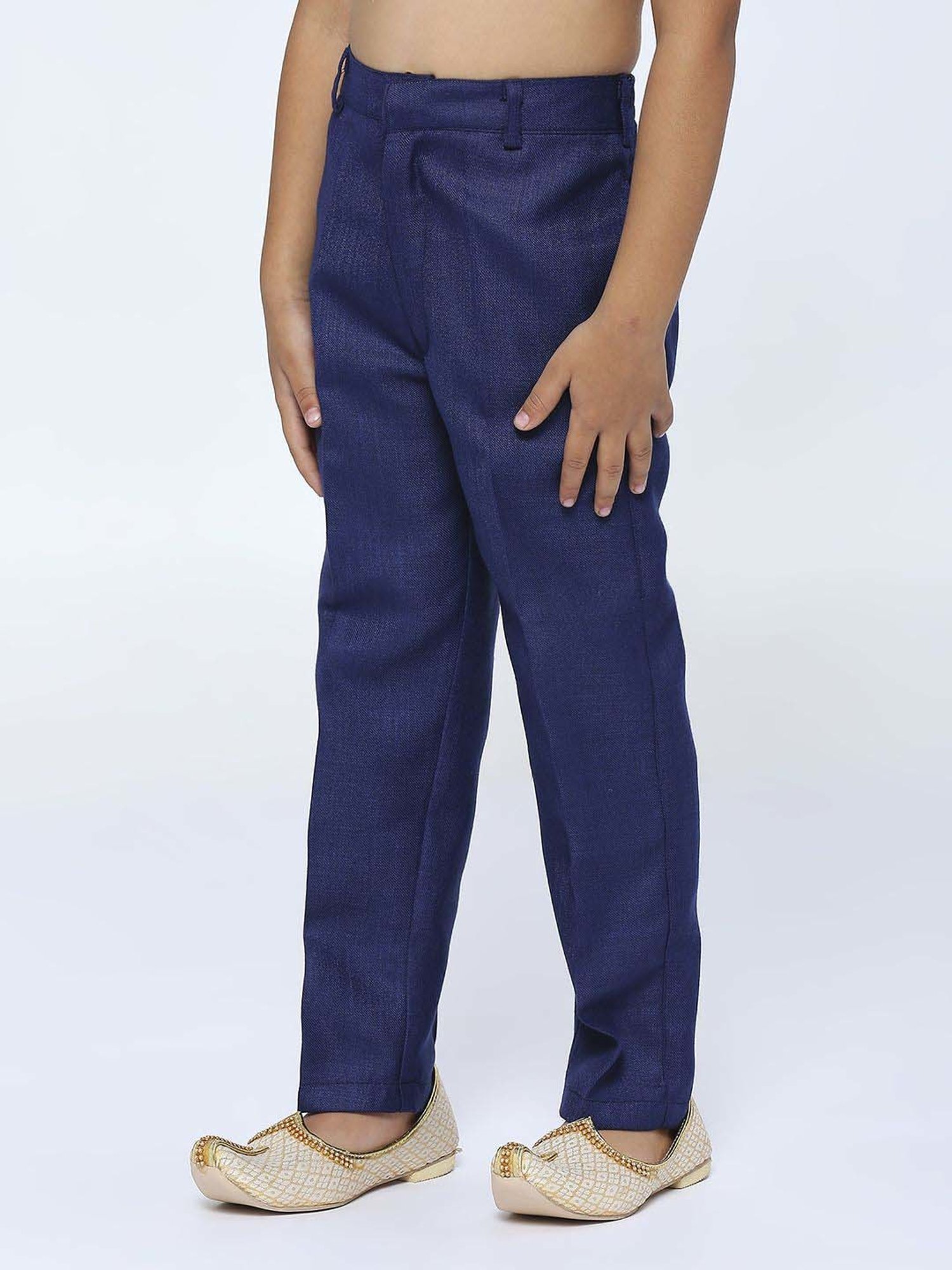 Kids Island Boys Blue Sequence Full Sleeves Kurta Set