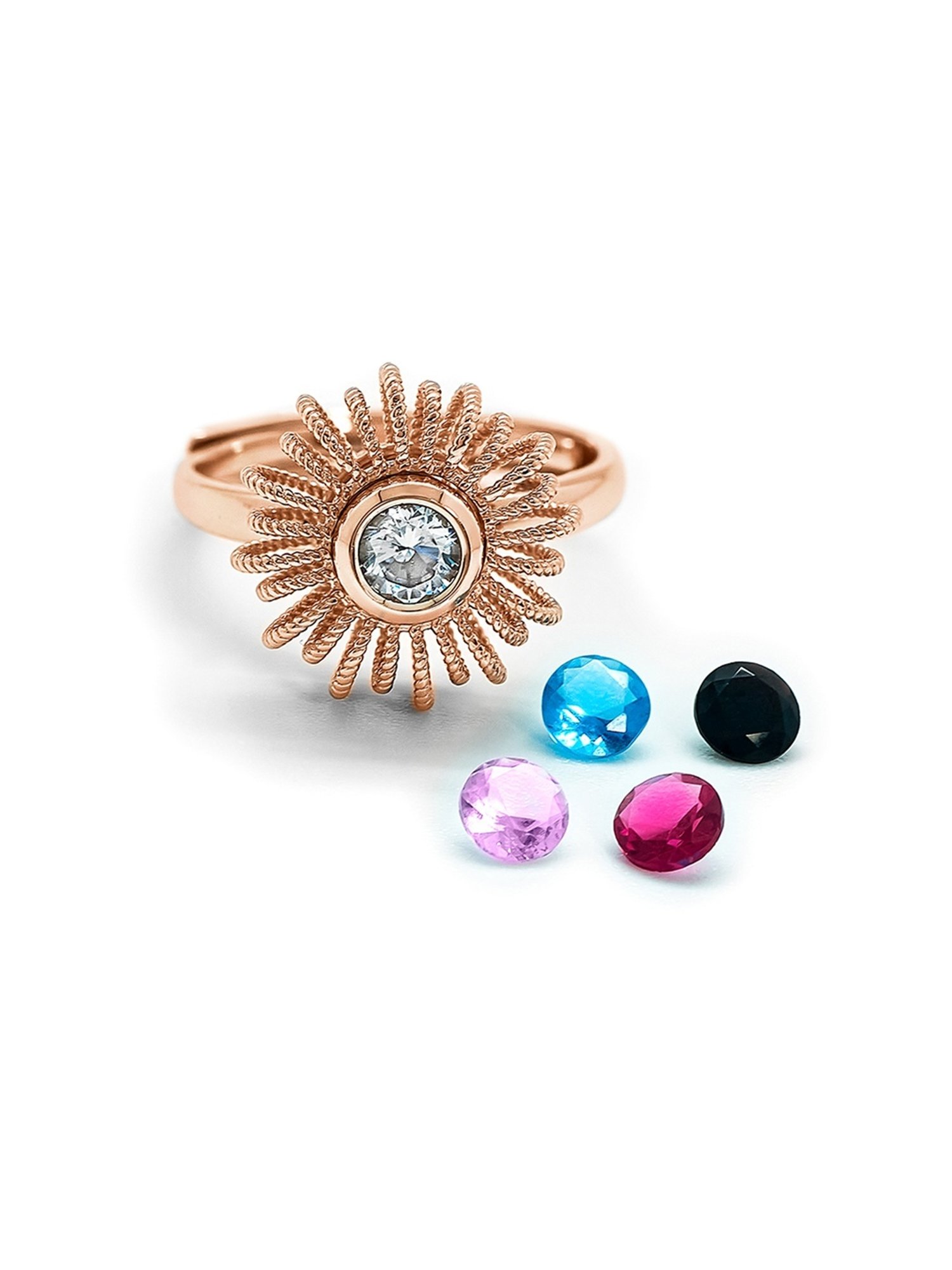 Silberry 92.5 Sterling Silver Rose Gold Colour Bloom Ring