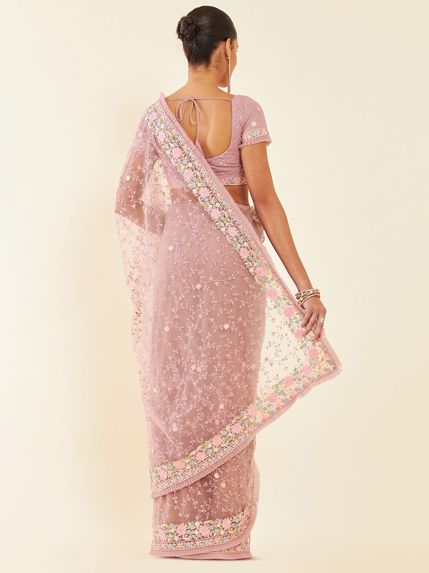 Unnati Silks Red Silk Printed Saree With Unstitched Blouse