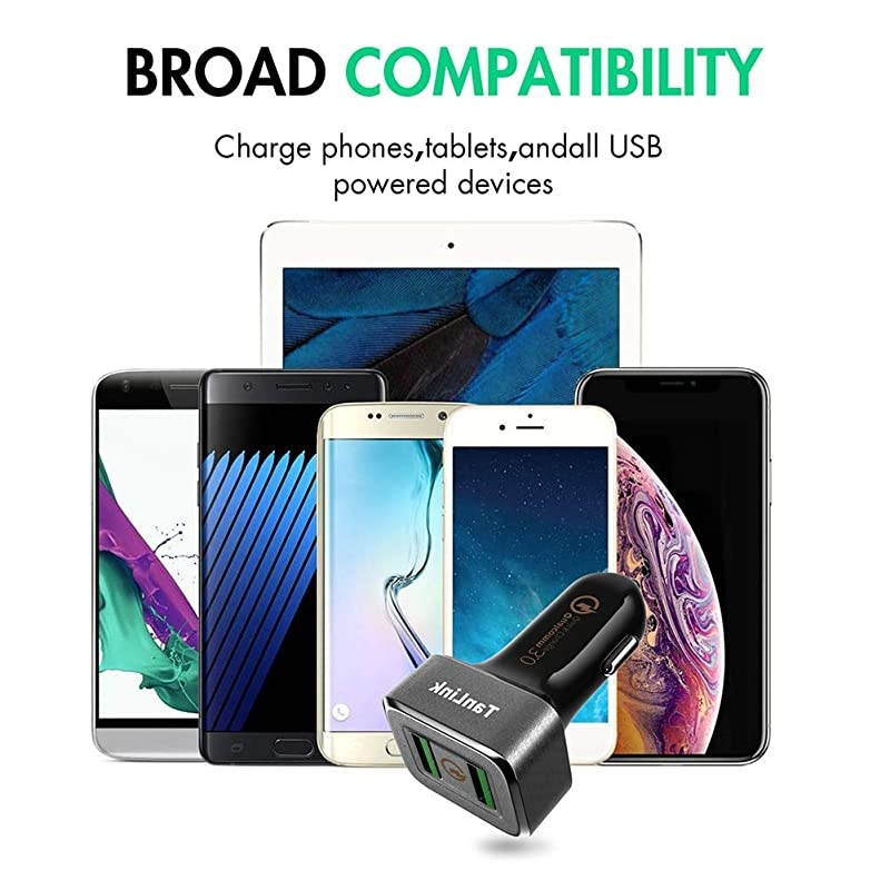 30 Car Charger 36W Dual USB Quick Charge 30 Car Charger for iPhone iPad LG HTC Nexus Motorola and More UL Listed