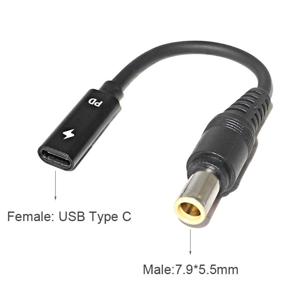 Dongle Adapter USB C Type C to 7.9x5.5mm Laptop Adapter Tip Connector Converter for Lenovo 65W or Below Laptop DC JACK Charger Converter DC Cable Adapter