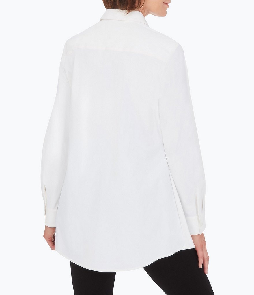 Foxcroft Cici Long Sleeve Point Collar Neck Stretch Non-Iron Shaped Tunic