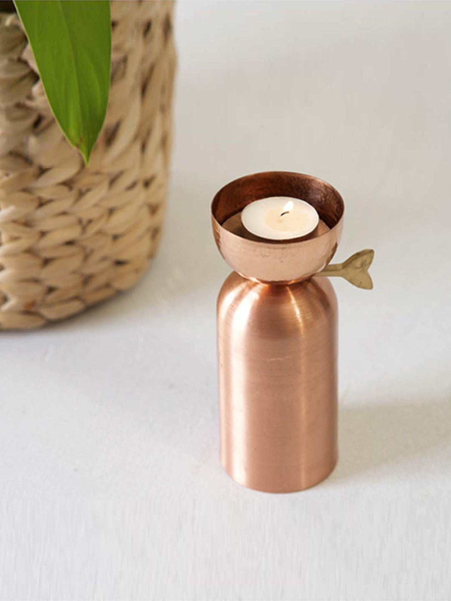 COPPRE Metallic Brown Aura Tall Tealight - Set of 1