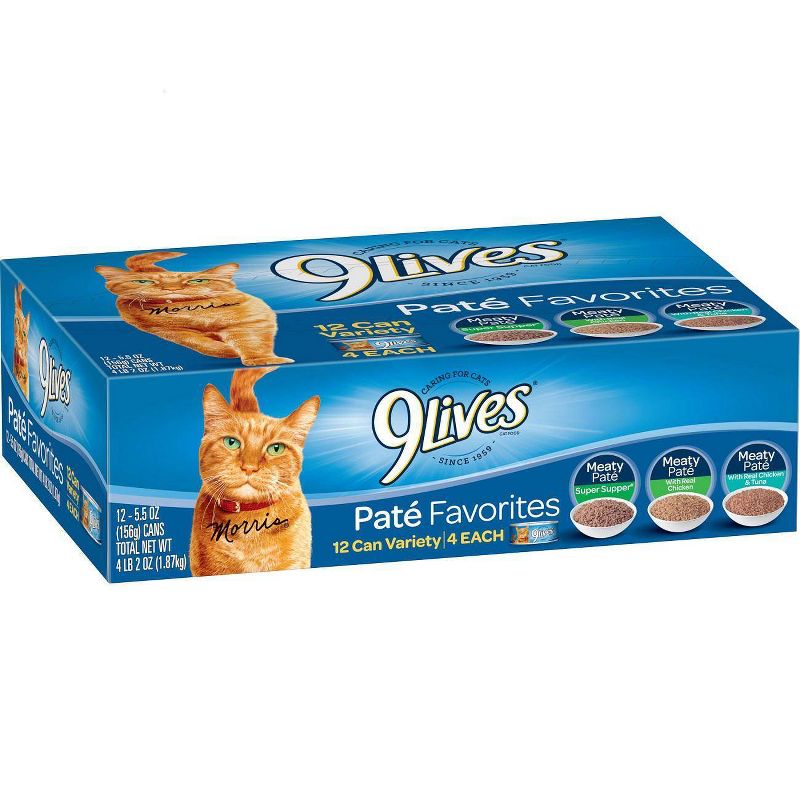 9Lives Paté Favorites Chicken & Tuna Wet Cat Food - 5.5oz/12ct Variety Pack