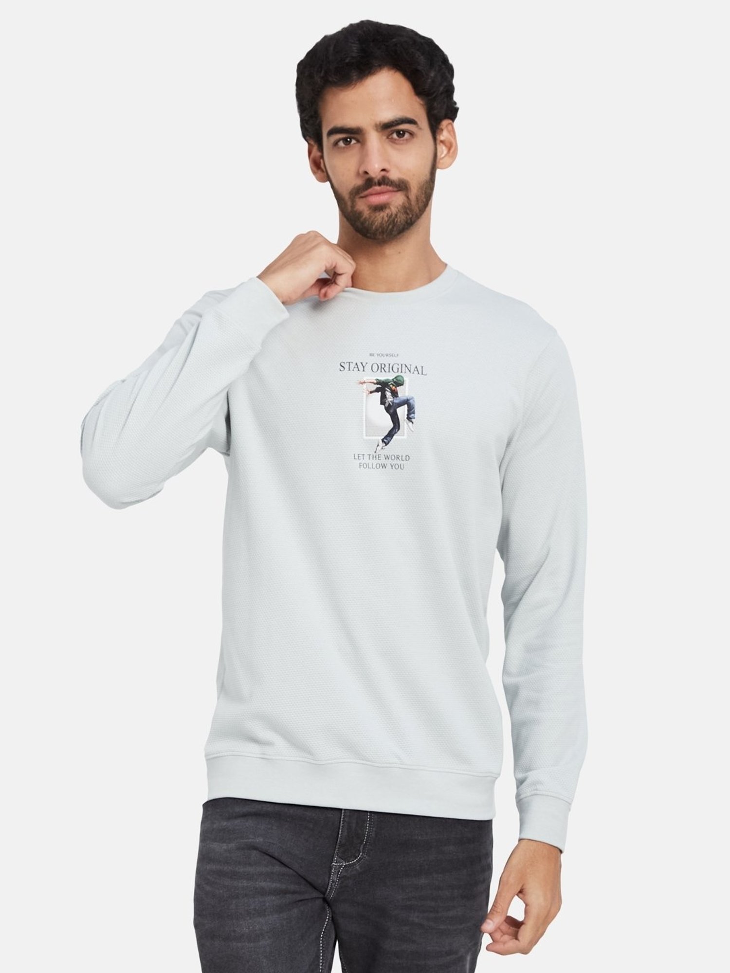 Octave Silver Regular Fit Printed Sweatshirt