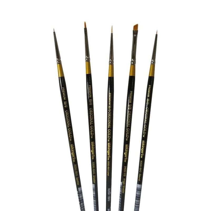 Kingart 5ct Original Gold Micro Detail Brush Set