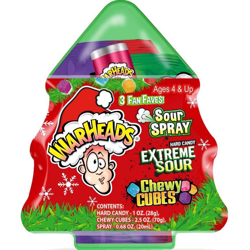 Warheads Holiday Sour Scrambler Chewy Candy Tree - 4.23oz